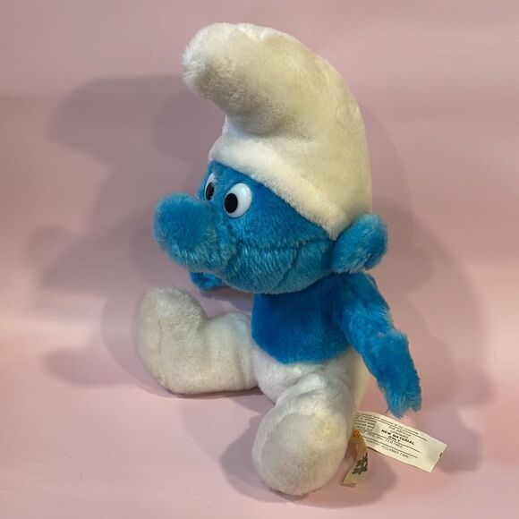 Vintage 1979 Smurf Plush Blue Stuffed Animal Wallace Berrie ganzbros 11” EUD - Picture 2 of 12